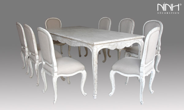 Dinning set: one table, eight chairs