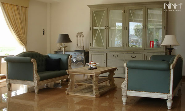 White sofas and table living room